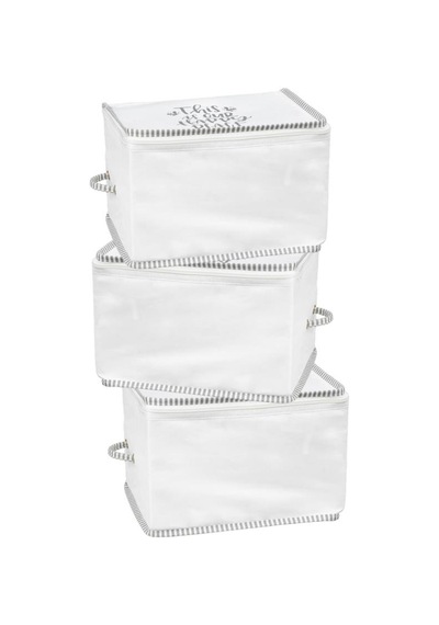 3 Lü İpli Kazak Hurcu Set, Yatak Baza Kanepe Altı Kıyafet Çamaşır Eşarp Düzenleyici 30x20cm 3 Adet Beyaz