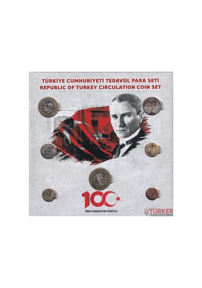 Türkiye Cumhuriyeti Tedavül Para Seti Cumhuriyetin 100. Yılı Atatürk Temalı Koleksiyon Seti