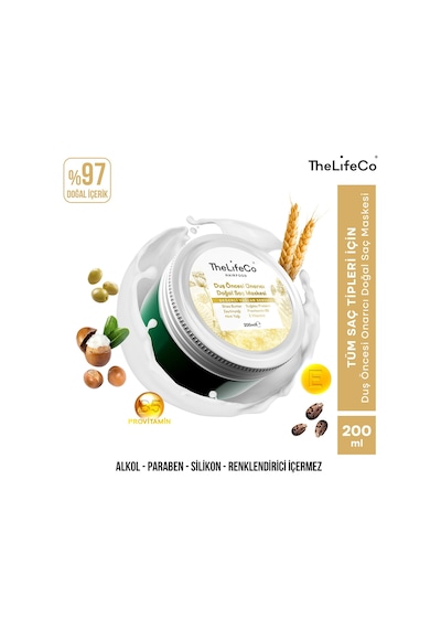 Thelifeco Hairfood Değerli Yağlar Serisi Duş Öncesi Onarıcı Doğal Saç Maskesi 200 ML