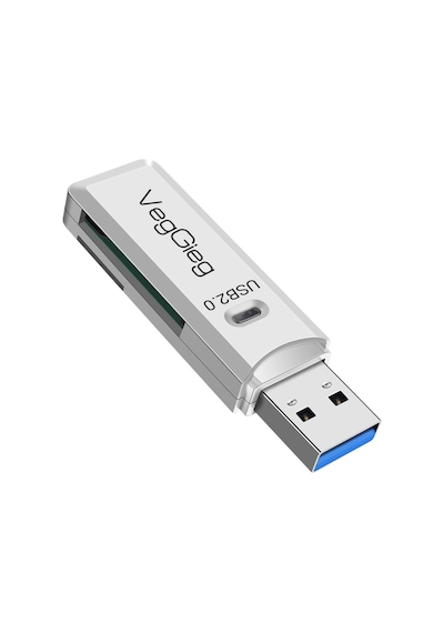Veggieg USB 2.0 SD-Micro SD Hafıza Kart Okuyucu Beyaz