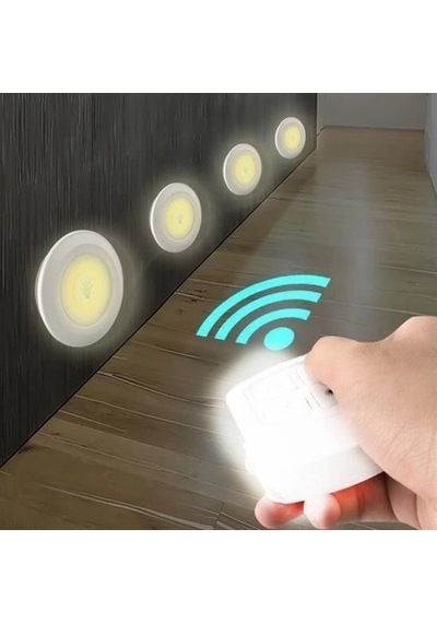 3lü Uzaktan Kumandalı Pilli Yapışkanlı Kablosuz Led Spot Lambalar Sarı