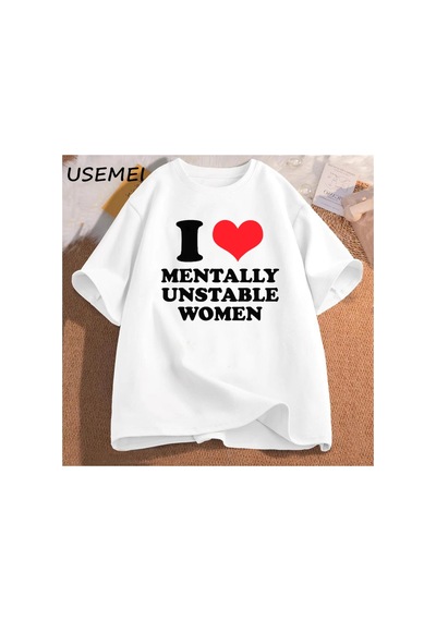 Tarzsokak Ben Zihinsel Kararsız Kadın T-shirt Erkekler Rahat Seviyorum Ben Kalp Zihinsel Kararsız Kadın 2839 Beyaz