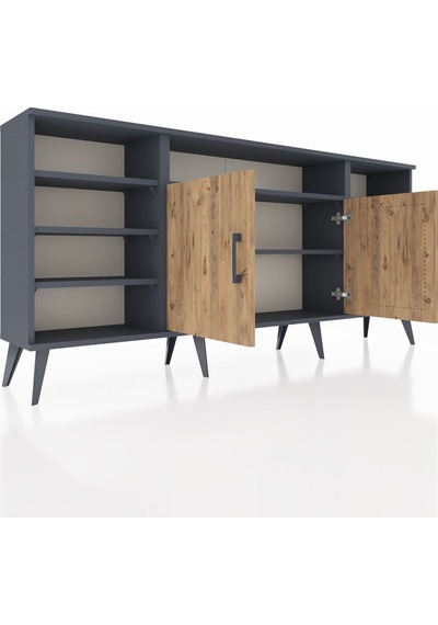 Arges Konsol 8 Raflı 2 Kapaklı 176x30x83 Antrasit-çam/antrasit Çam/antrasit Arges Konsol 8 Raflı 2 Kapaklı 176x30x83 Antrasit-çam/antrasit Çam/antrasit