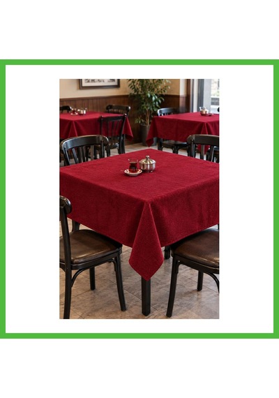 Vaveni Kahve Cafe Kıraathane Masa Örtüsü 140x140cm Yeşil Renk Kırmızı Arz