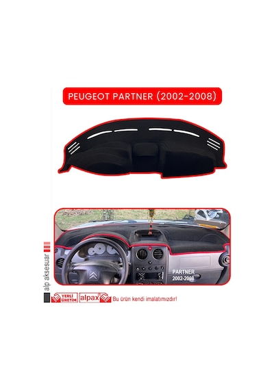 Peugeot Partner 2002-2008 Torpido Koruma Halısı Kırmızı Kenar
