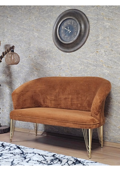 Zafir İkili Teddy Gold Kaplama Telli Ayak Çay Seti Koltuk İkili Berjer , Balkon, Salon, Ofis Kiremit