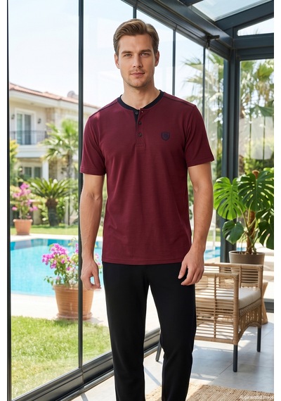 Remsa Erkek Kısa Kol Penye Pijama Takımı 3070 Bordo03