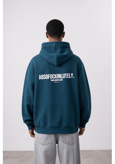 Respire Erkek Absofuckinlutely Baskılı Oversize Hoodie Zümrüt Zümrüt Yeşili