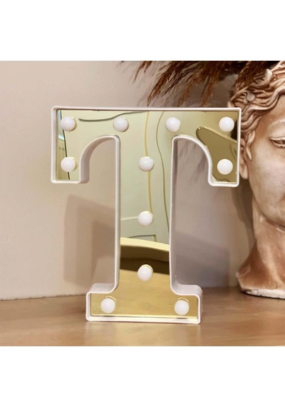 Dekoratif Led Işıklı 3d T Harfi Büyük Boy Organizasyon Doğum Günü