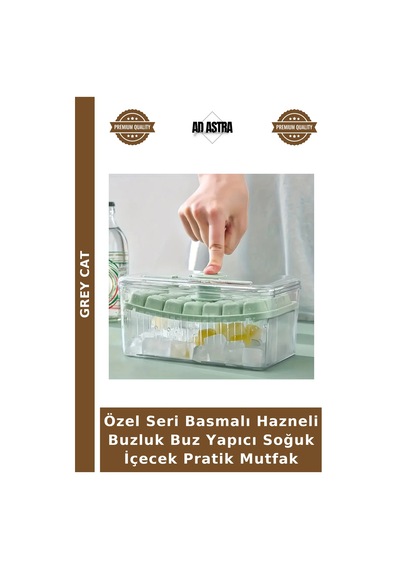 Özel Seri Basmalı Hazneli Buzluk Buz Yapıcı Soğuk İçecek Pratik Mutfak Çok Renkli