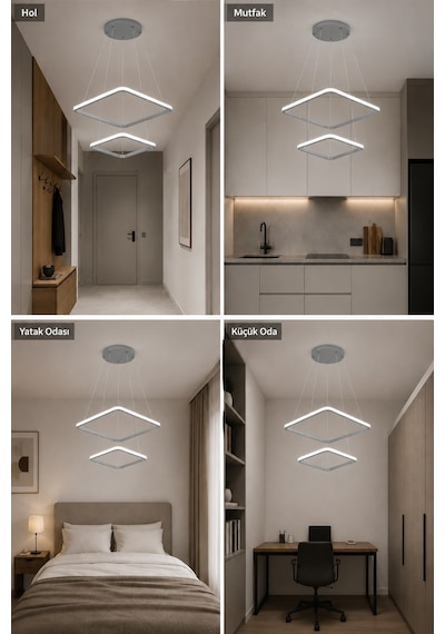 Melo 2'li Led Sarkıt Avize Beyaz Işık Gri