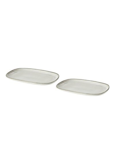Gladelıg Tabak Seti, Gri Renk 20x13 Cm, 2 Adet Servis-sunum Tabağı Stoneware