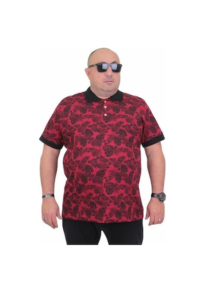 Starbattal Erkek Büyük Beden Polo Yaka Tişört Hawai 24455 Bordo-Bordo