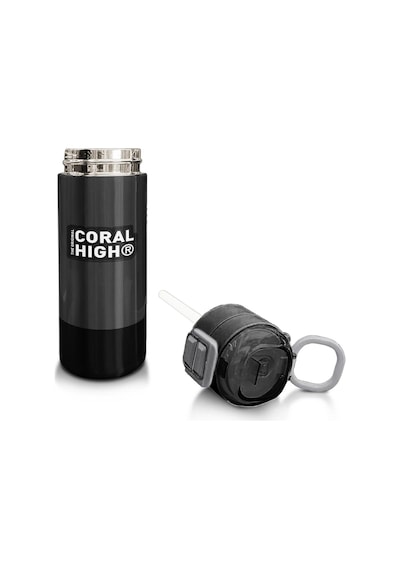 Coral High Kids Koyu Gri Siyah Desenli Pipetli Ve Direkt İçim Çelik Termos 500 Ml 31824 Siyah