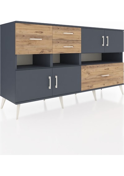 Hyperion Konsol 5 Raflı 4 Çekmeceli 4 Kapaklı 176x44x99 Antrasit- Antrasit-antrasit/çam Hyperion Konsol 5 Raflı 4 Çekmeceli 4 Kapaklı 176x44x99 Antrasit- Antrasit-antrasit/çam
