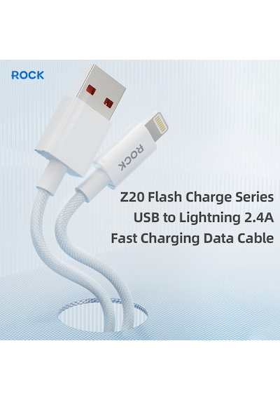 Z20 Lightning 2.4a 1m Örgü Şarj Ve Data Kablosu Beyaz