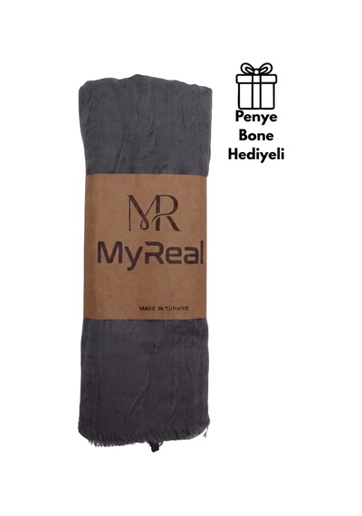 Myreal Bambu Kraş Şal - Ütü Gerektirmeyen Doğal Doku 90x200 Cm Antrasit-Gri