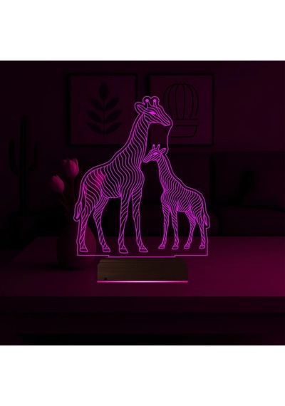 Luvivia Dekoratif Zürafa Tasarım 3d Lamba - Masa Gece Lambası Şeffaf