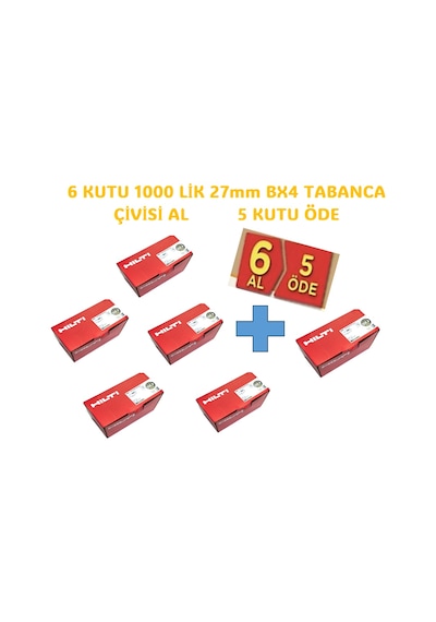 Hilti Bx4 Uyumlu Beton Çivileri Şeritli 27 Mm 6 Al 5 Öde