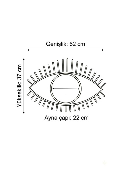 Tara Göz Ayna - Metal Çerçeveli 22 Cm Büyük Duvar Aynası Altın