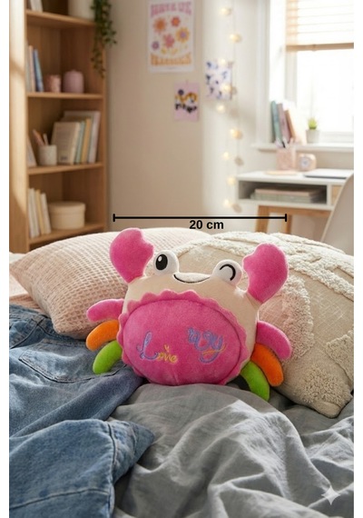 Sevimli Peluş Yengeç Uyku Arkadaşı - Yumuşak Dolgulu Oyuncak 20 Cm Pembe