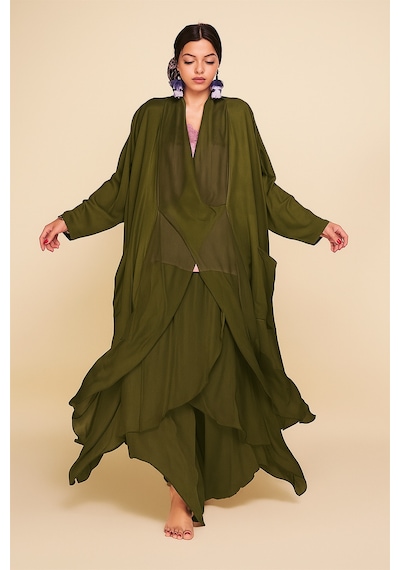 Bohem Stil Italyan Ipek Detaylı Oversize Sonsuzluk Kaftan Bluz- Asimetrik Pantolon Takım-9197 Haki Bohem Stil Italyan Ipek Detaylı Oversize Sonsuzluk Kaftan Bluz- Asimetrik Pantolon Takım-9197 Haki