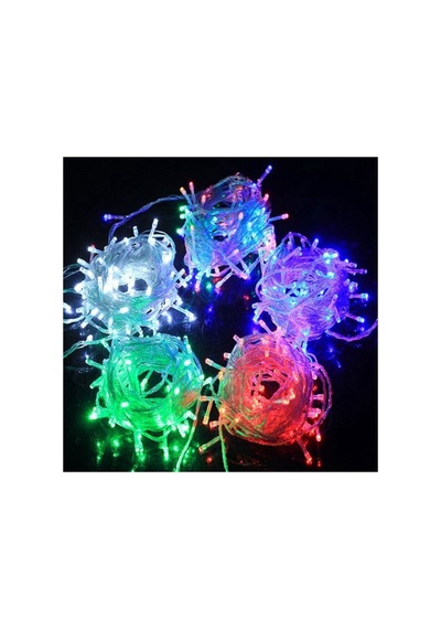 10 Mt 100 Led Işık Renkli Noel Yılbaşı Agaç Süsleme Led Süs 9 Fon Siyah