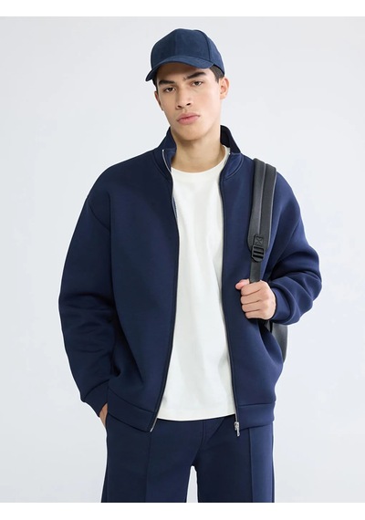 Lc Waikiki Lacivert Dik Yaka Erkek Fermuarlı Sweatshirt