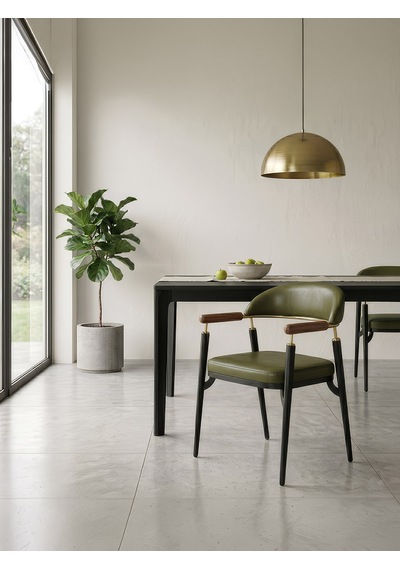 Valen Exclusive Kolçaklı Metal Sandalye Yeşil