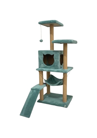 Reyo Pet S9 Kedi Tırmalama Kulesi Platformlu 124 Cm Turkuaz