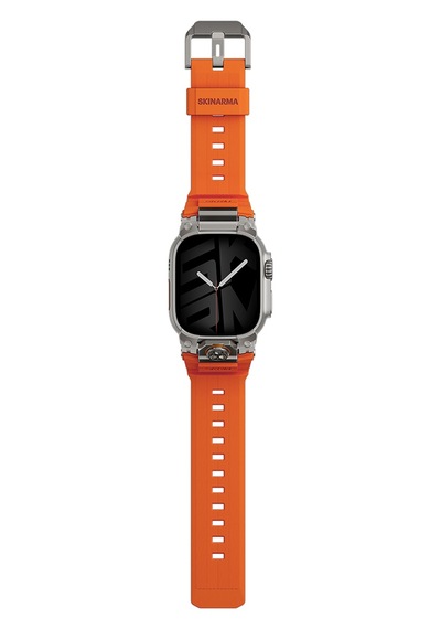 Watch Ultra 49mm Uyumlu Skinarma Talon Serisi Suya Dayanıklı Silikon Kordon Turuncu