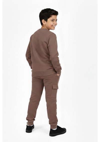 Baglan Erkek Çocuk Önü Baskılı Sweatshirt Ve Eşofman Alt Takım Bgl-st05248 Vizon