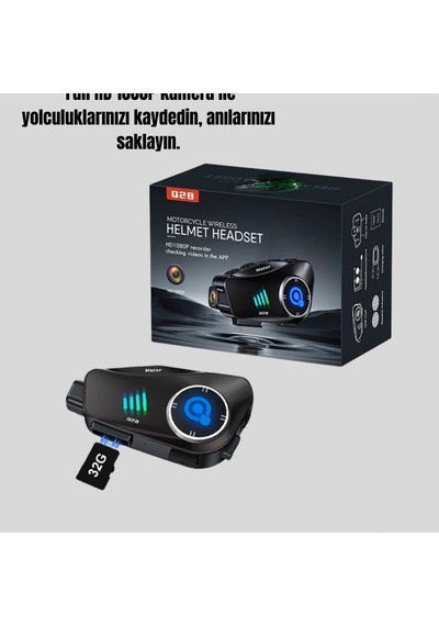 Q28 Kameralı Motosiklet Kask Kulaklığı Bluetooth 5.3 1080p Hd Kamera Ipx6 Su Geçirmez
