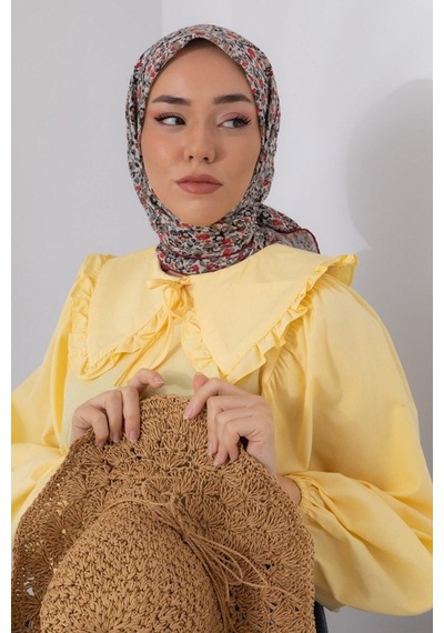 Silk Home Karanfil Desen Soft Pamuk Eşarp Bordo