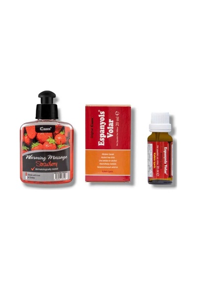 Caas Çilek Aromalı Isıtıcılı Cinsel Masaj Yağı 100 Ml + Espanyols Volar Kadınlara Özel Damla