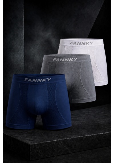 Fit Women Erkek Rahat Esnek Seamless 3 Lü Boxer Kahverengi