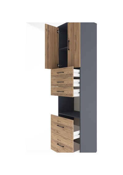 Hyperion Dolap 3 Raflı 5 Çekmeceli 2 Kapaklı 60x44x243 Antrasit-çam Antrasit Hyperion Dolap 3 Raflı 5 Çekmeceli 2 Kapaklı 60x44x243 Antrasit-çam Antrasit