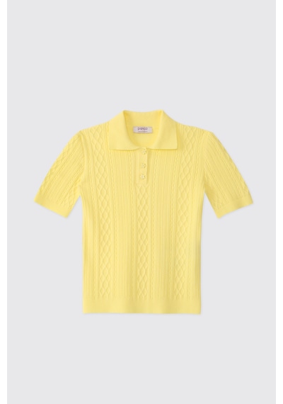 Panço Kız Çocuk Polo Yaka Sarı Triko 2611GK18004