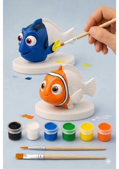 Kayıp Balık Nemo & Dory Boyama Figür Seti 2 Figür, 6 Renk Boya Ve 2 Fırça Dahil Hobi Seti