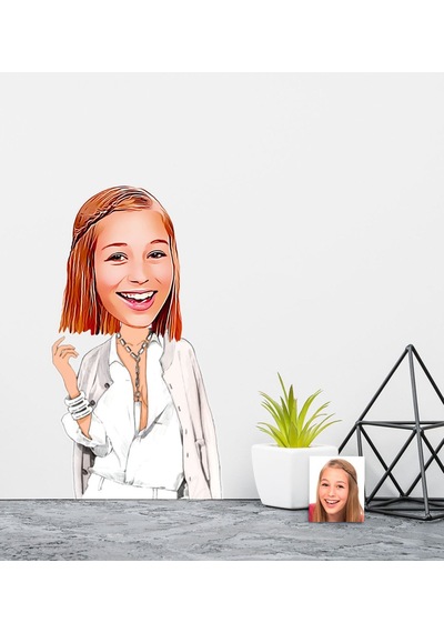 Kişiye Özel Bayan Model Karikatürlü Duvar Sticker 50X70CM