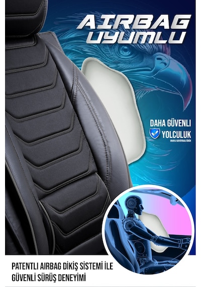 Fiat Palio Uyumlu Lüx Deri Oto Koltuk Kılıfı Ön Arka Set Siyah Sport Serisi Fs