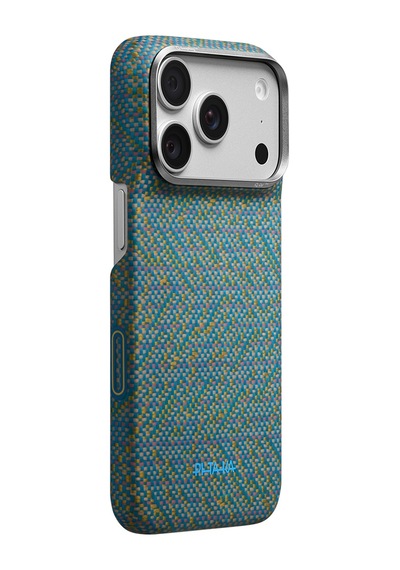 Apple Uyumlu iPhone 18 Pro Max Kılıf M-safe Özellikli Aramid Karbon Fiber Wind Over Wheat Serisi Kapak Mavi