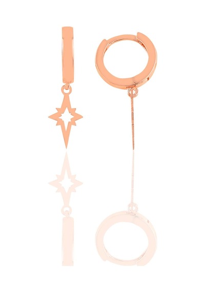 Söğütlü Silver Gümüş Kuzey Yıldızı Küpe Barcode Gold - Rose Gold - Rodyum