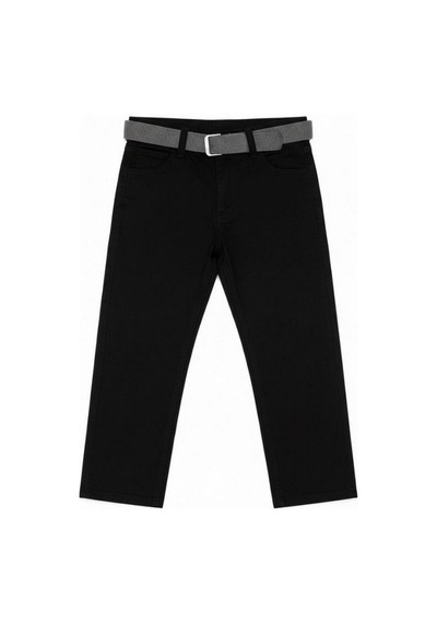 Zekids Erkek Çocuk Kemerli Gabardin Pantolon-16347 Siyah