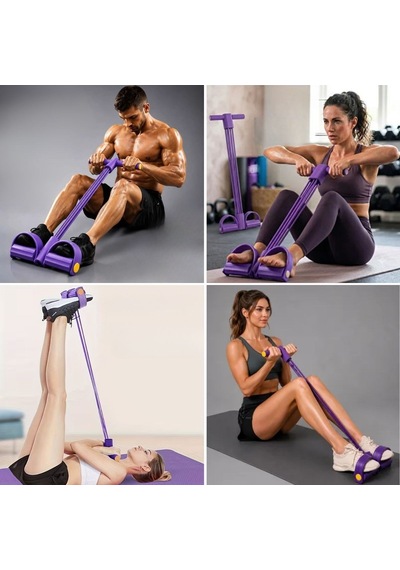 6 Lastikli Body Trimmer Karın Kası Çalıştırıcı Elastik Egzersiz Yayı Ve Jimnastik Aleti Çok Renkli