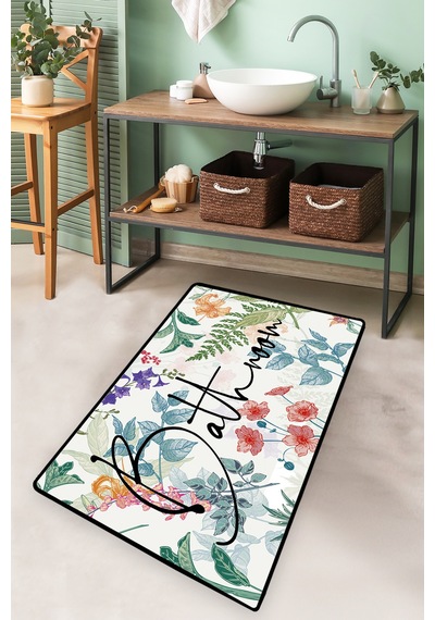 GREEN  IN  FLOWER  DJT 70X120 CM Banyo Halısı Banyo Paspası