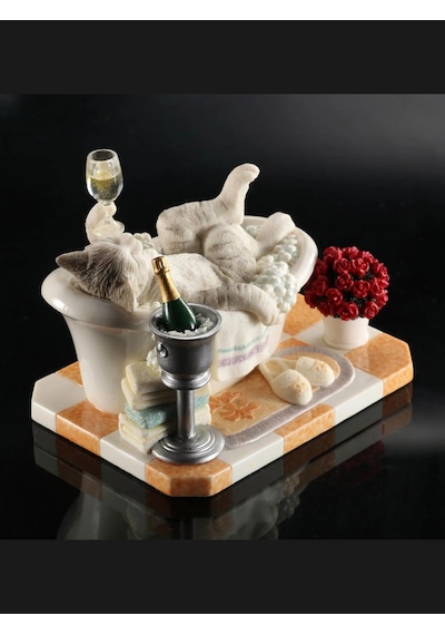 Küvet Keyfi Kedi Temalı Dekoratif Minyatür Biblo