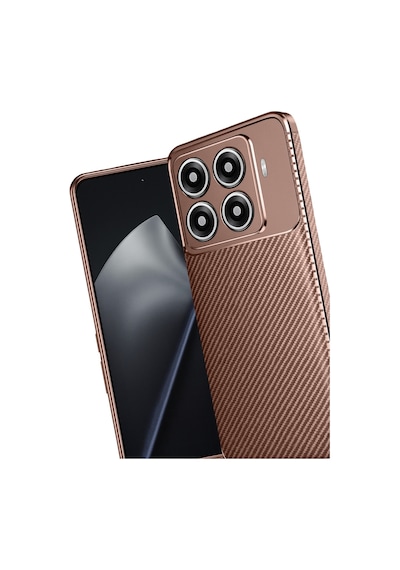 Xiaomi 15t Pro Kılıf Focus Carbon Silikon Kapak Kahverengi