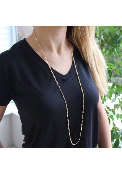 Gold Kalın Ezme Zincir 90cm