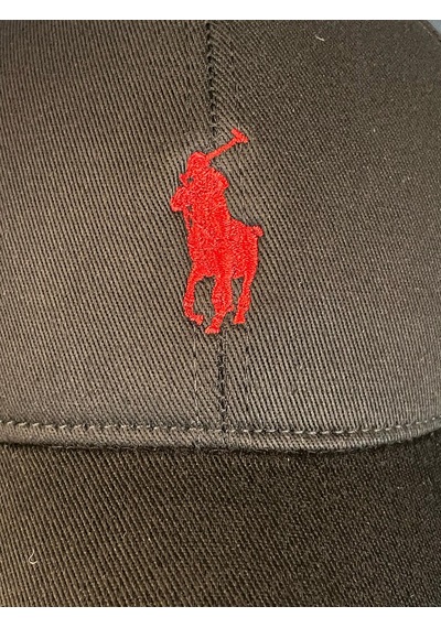 Hamze Polo Nakışlı Gabardin Kumaş Unisex Cap Şapka Siyah - Kırmızı